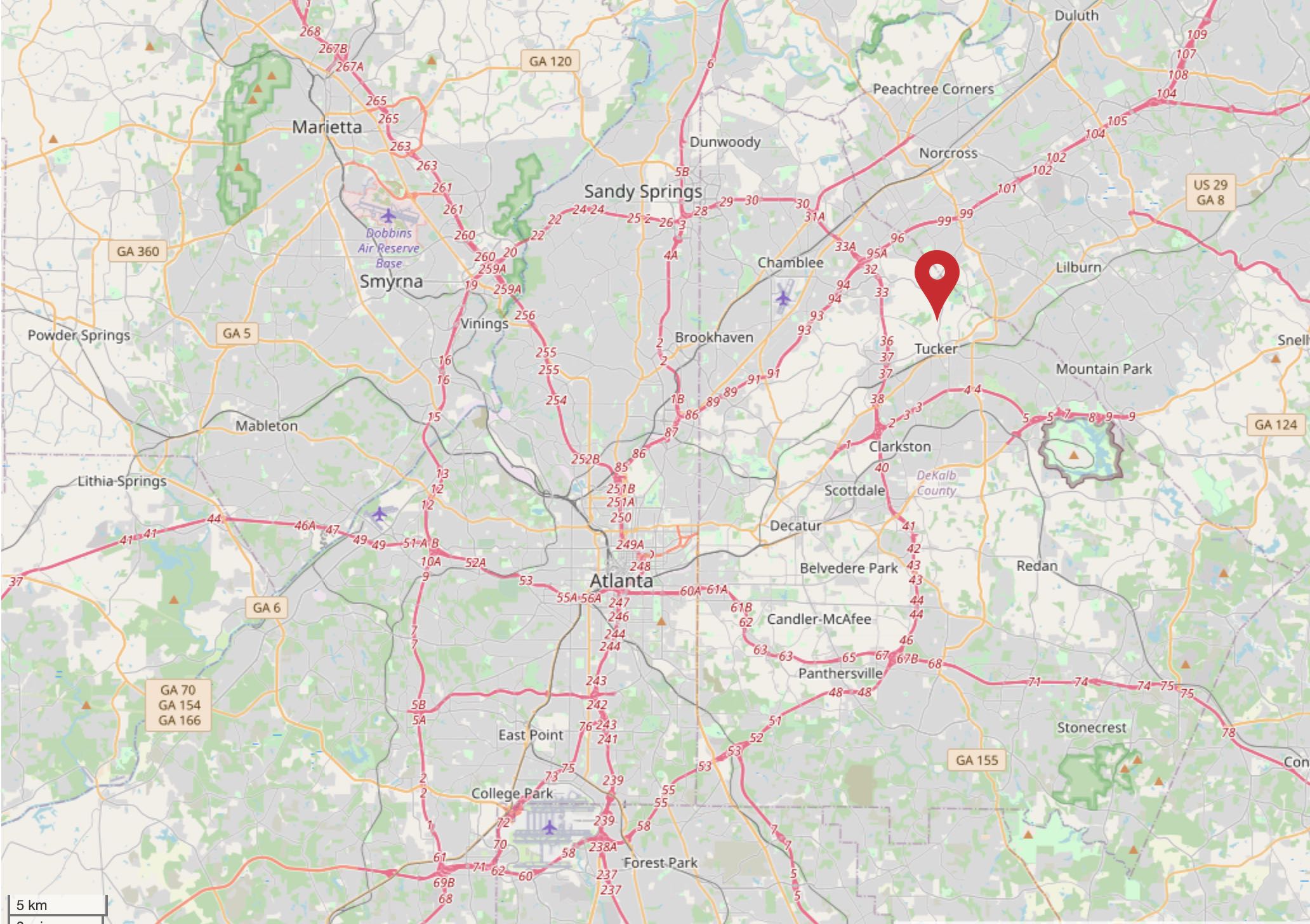Map Of Atlanta Including Weldon Heating And Air Conditioning